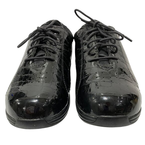 Drew Womens Black Crocodile-Embossed Lace-Up Shoes Size 10M Comfortable Arch Sup - Picture 3 of 10